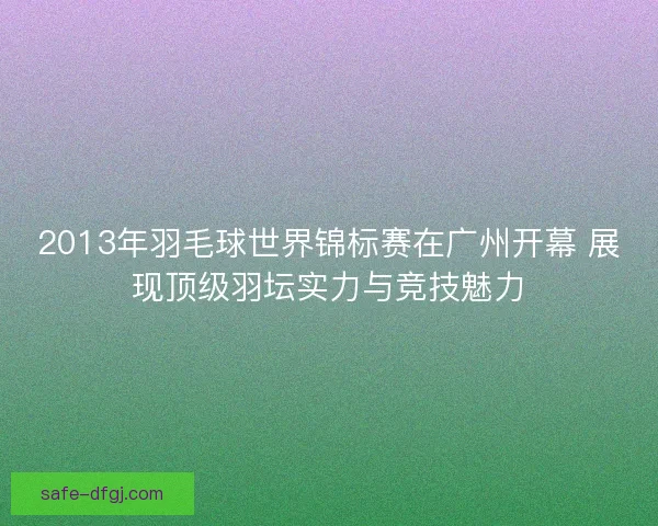 2013年羽毛球世界锦标赛在广州开幕 展现顶级羽坛实力与竞技魅力
