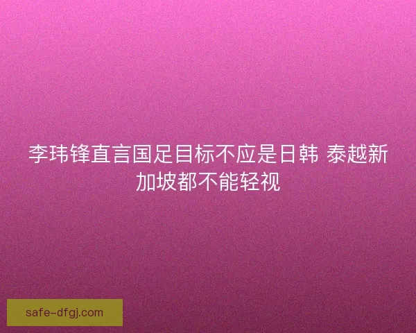 李玮锋直言国足目标不应是日韩 泰越新加坡都不能轻视 李玮锋直言国足目标不应是日韩 泰越新加坡都不能轻视