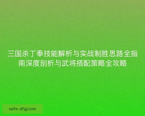 三国杀丁奉技能解析与实战制胜思路全指南深度剖析与武将搭配策略全攻略